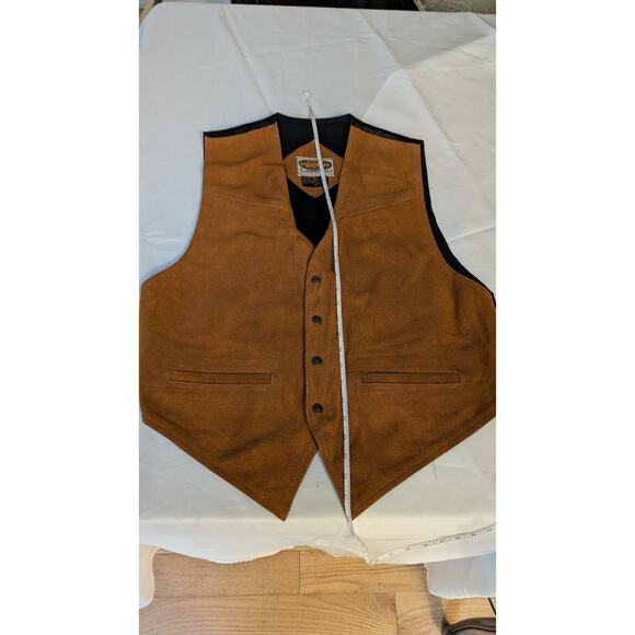 Paragraff Clothing Co Button Front V Neck Brown Suede Vest Size XL - Picture 6 of 6